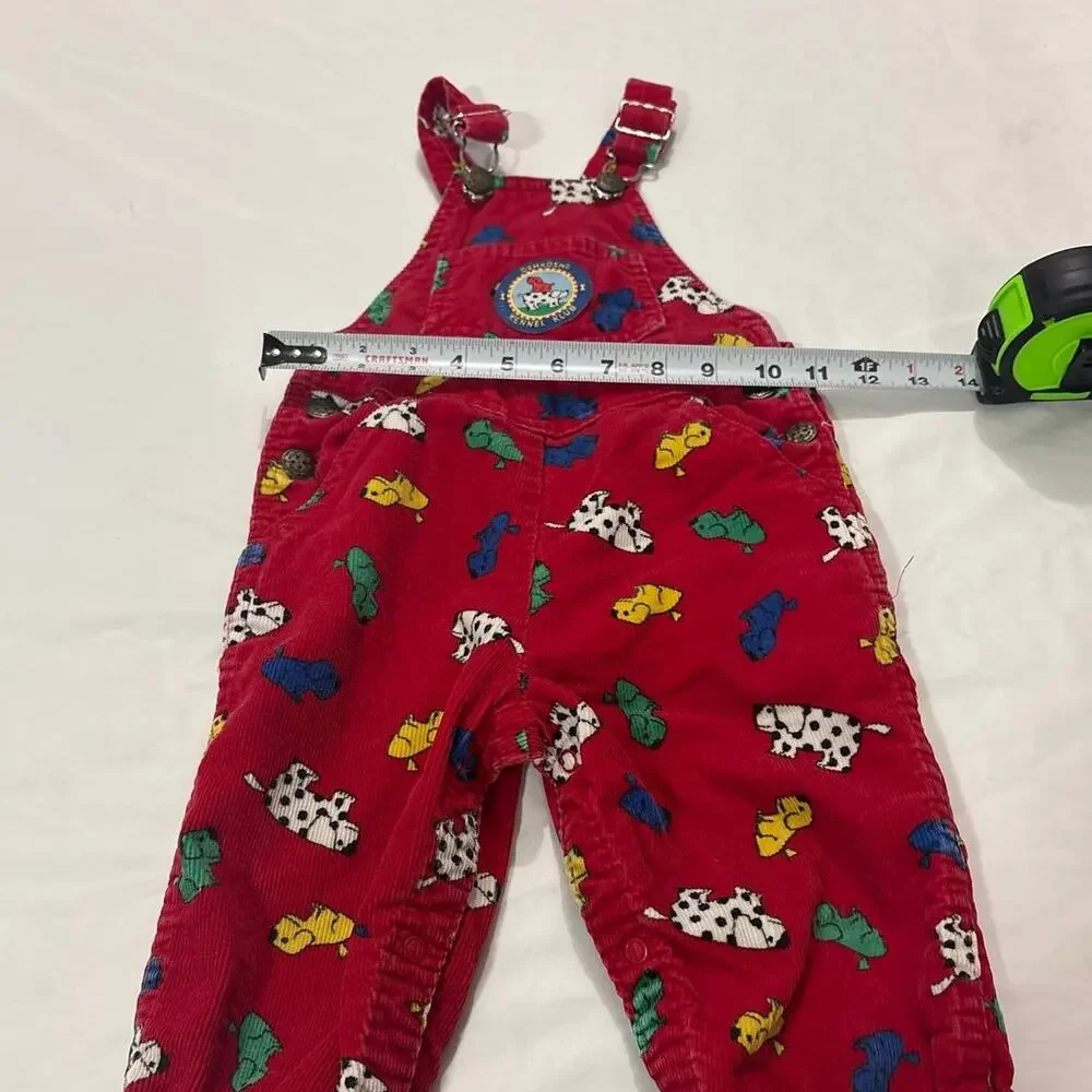Vintage Rare OshKosh B'gosh Kids Overalls Dogs Red Corduroy Kennel Club 18 Month